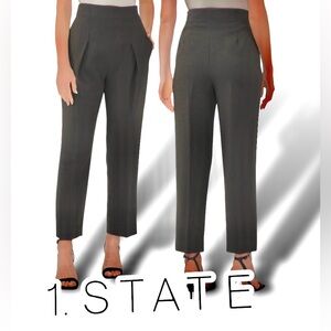 Black Wide Leg Pants Pleated High Waist Ankle 1.STATE Trouser Women’s Size 14